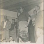 Deputado Euclides Cintra discursando no lançamento oficial dos candidatos trabalhistas à Prefeitura de Toledo – 09/02/1958.